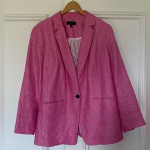 Talbots Bright Pink Linen Single-Button Blazer
